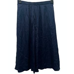 ILGWU navy blue Vintage Made in USA handmade pleated skirt midi sz 12